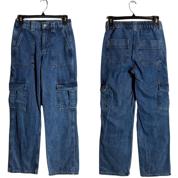 BDG Urban Outfitters Elastic Skate Cargo Jeans Womens 25 Blue Denim Straight Leg - Picture 2 of 14